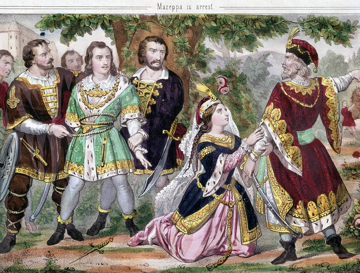Mazeppa megállt. Illusztráció Lord Byron „Mazeppa” című költeményéhez, amely 1819-ben jelent meg. 19. század. alkotó: Unknown artist