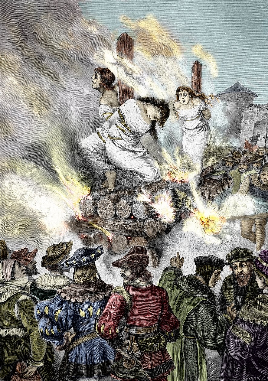 Középkori inkvizíció: Boszorkányok elégetése egy francia városban alkotó: Unknown artist