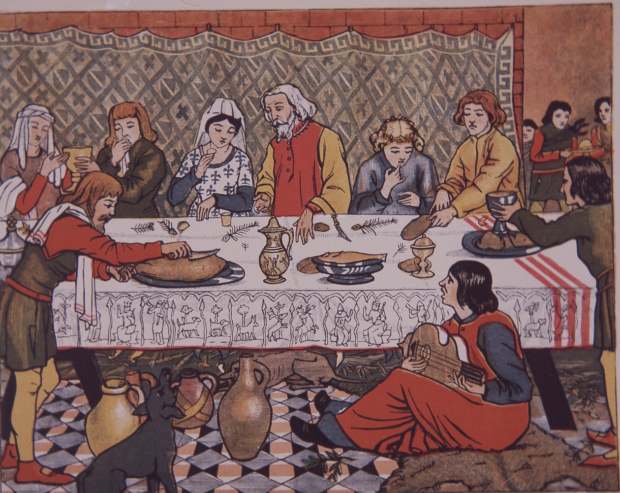 Középkori uradalmi étkezés (színes litó) alkotó: Unknown artist