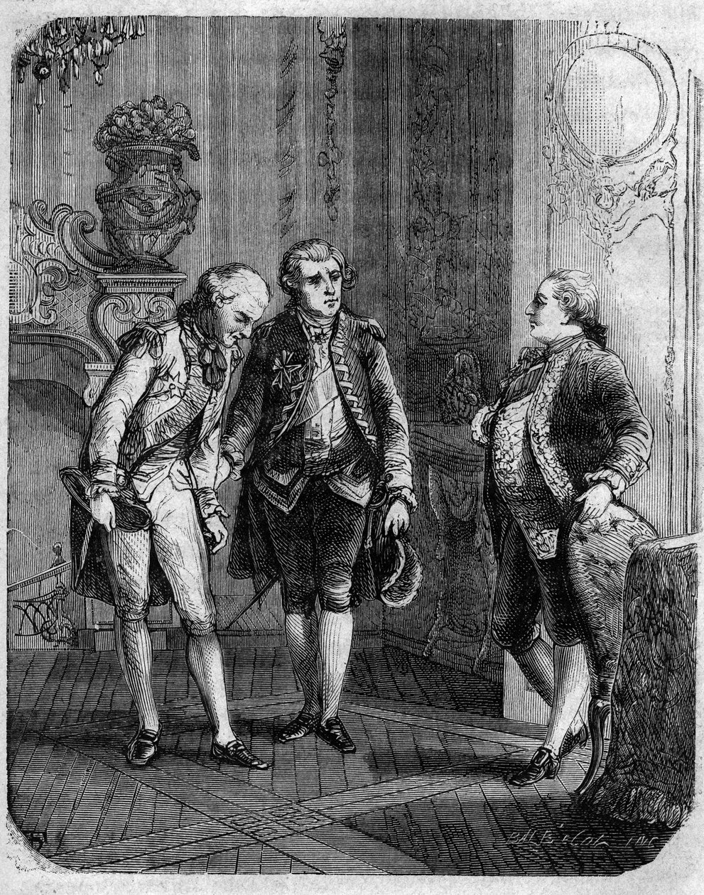 Találkozó Marbeuf grófja, Korzika 1772-ben katonai kormányzójává kinevezett grófja és Pascal (Pasquale) Paoli között. In "" Pasquale Paoli vagy a Pontenuovo útvonalon "" "by F.D. Guerrazzi. 1872. alkotó: Unknown artist
