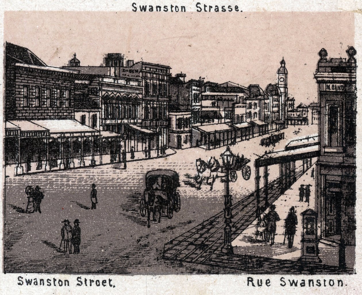 Melbourne, Ausztrália: kilátás a Swanston Streetre. in "" A világ 168 nézetet szemléltet"" Keltezés nélküli (19. század vége) alkotó: Unknown artist