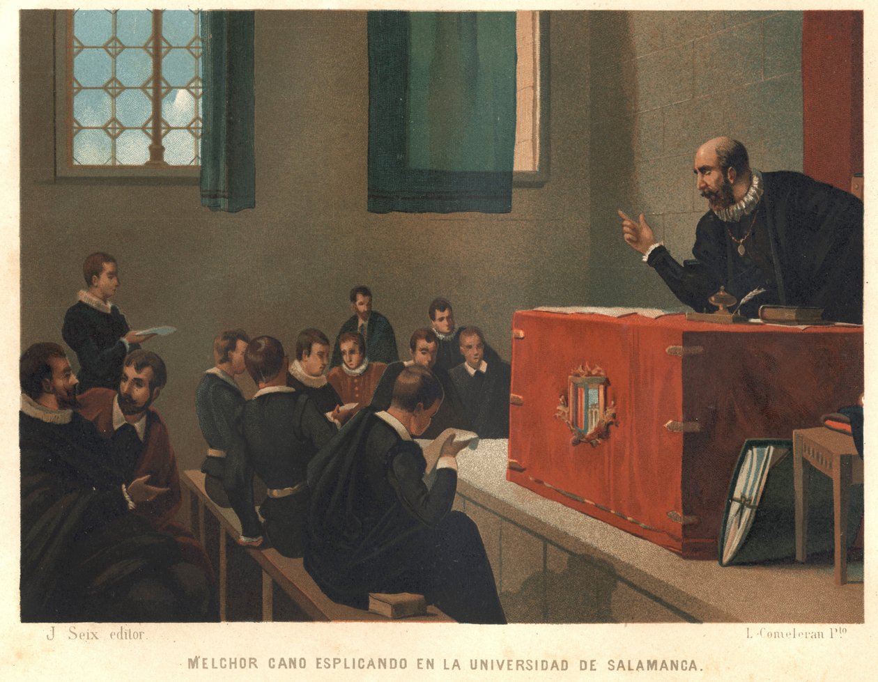 Melchior Cano vagy Canus, nagy domonkos teológus filozófiát és teológiát tanított a Salamancai Egyetemen 1546-ban. Louis Figuier „La Ciencia y sus Hombres” című műve után. Barcelona 1881 alkotó: Unknown artist