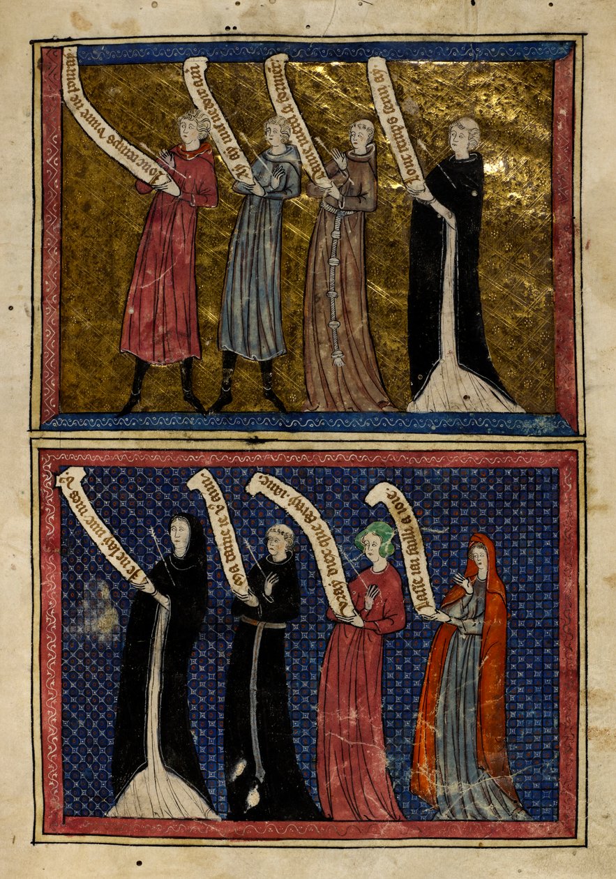 Férfiak és nők, akiket megsebesített a szerelem istene a Le Roman de la Rose-ból alkotó: Unknown artist