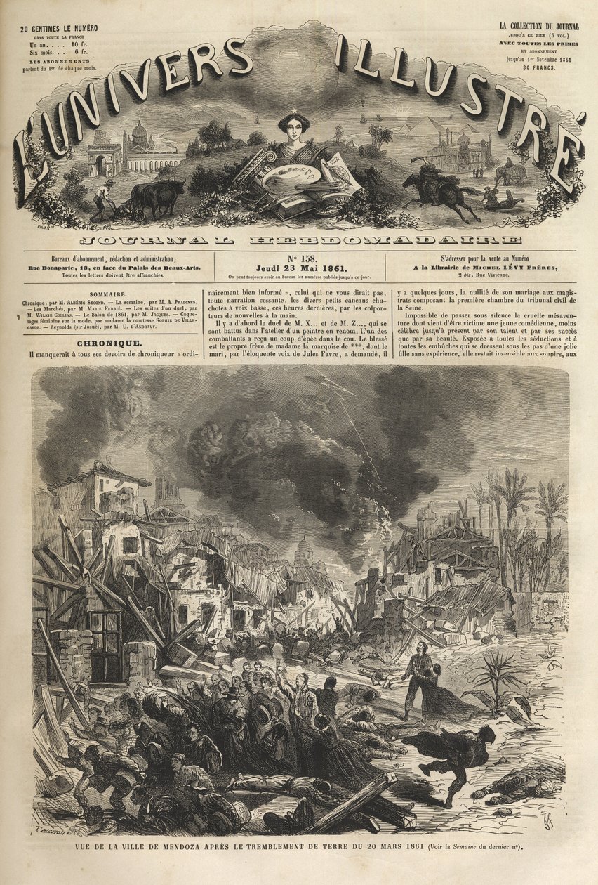 Mendoza, Argentína - 1861-es földrengés - 1861-es Seisme a Mendoza - Argentína - 1861. március 20. - Az Illustrous Universe 1861-ben alkotó: Unknown artist