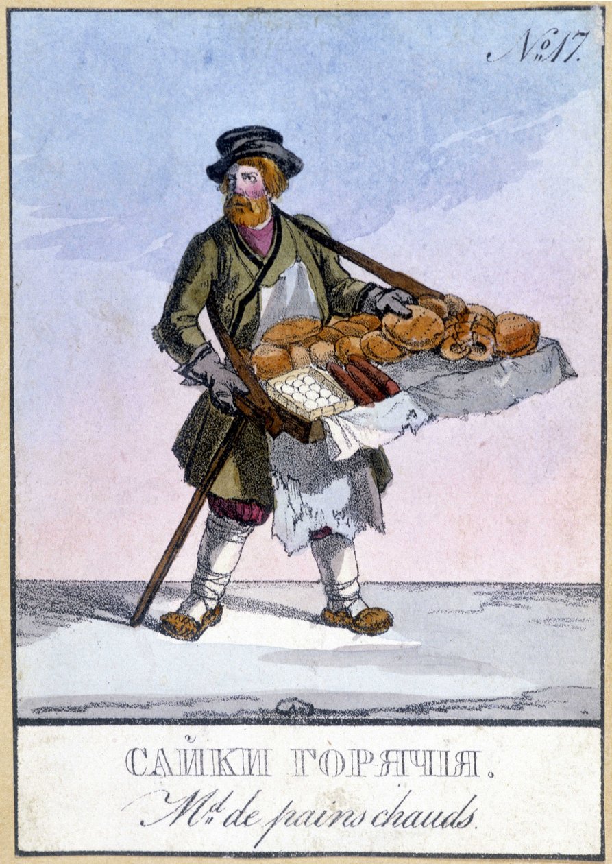 Forró kenyerek kereskedője Oroszországban a 19. században. alkotó: Unknown artist