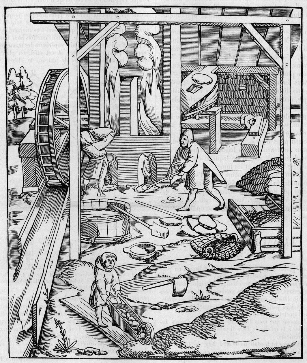 Hidraulikus motorral működtetett fém kemencefúvó. Sebastien Munster „” Cosmographie”-ban (1555) megjelent metszet fac simile (Fac-simile). Metszet a „természetbe”: áttekintés a tudományokról és alkalmazásukról a művészetben és az iparban” 10 alkotó: Unknown artist
