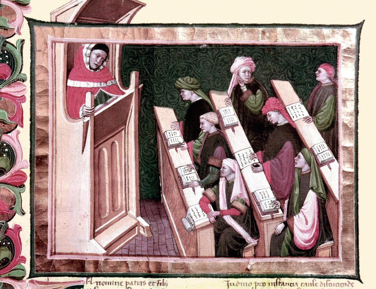 Középkor: Tanítás az egyetemen. Kézirat a 15. század elejéről. Biblioteca Nazionale Centrale de Firenze. alkotó: Unknown artist