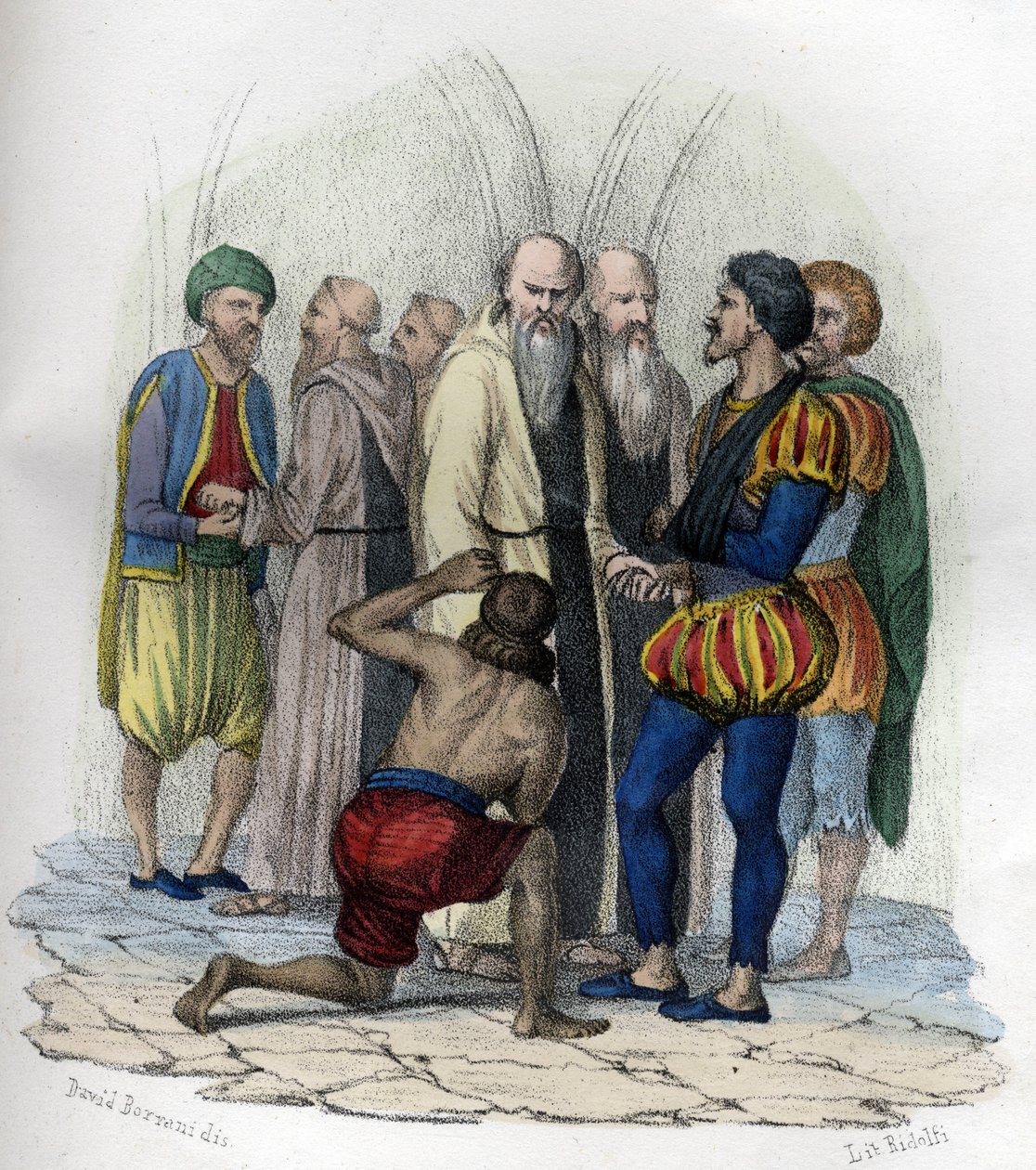 Miguel de Cervantes (1547-1616) spanyol író, 1575-ben Algírban esett fogságba. Léon Galibert „Ősi és modern Algériájában”. Olasz kiadás 1846 színes. alkotó: Unknown artist