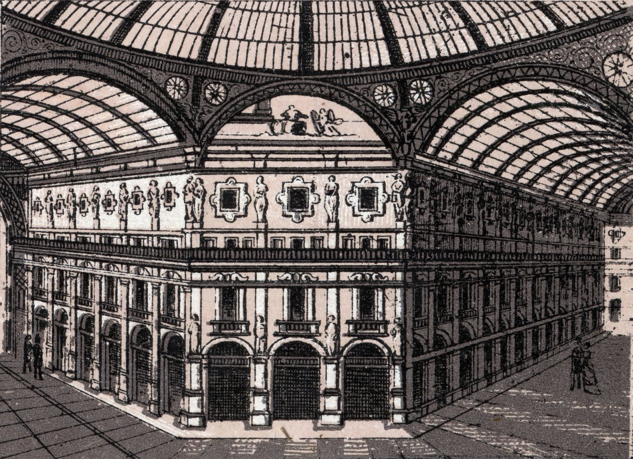 Milánó, Olaszország: Victor Emmanuel galéria (Victor Emmanuel Arcade) képe. in "" A világ 168 nézetet szemléltet"" Keltezés nélküli (XIX. század vége) alkotó: Unknown artist