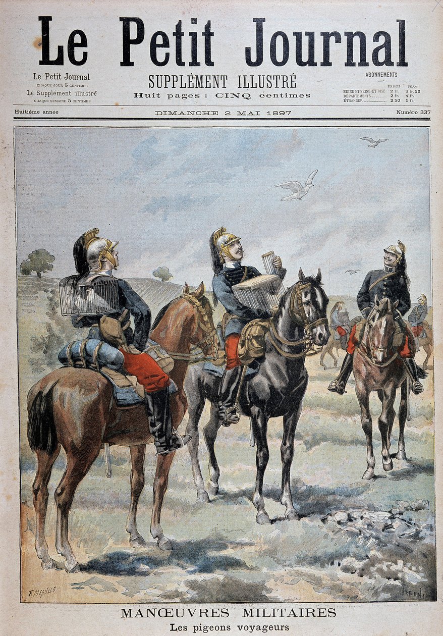 Katonai manőverek: az utasgalambok – az 1897.02.05-i „” Le Petity Journal”-ban alkotó: Unknown artist