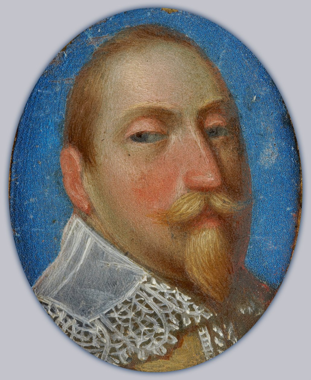 II. Gusztáv Adolf svéd király miniatúrája, 1630 körül (olaj, sárgaréz) alkotó: Unknown artist