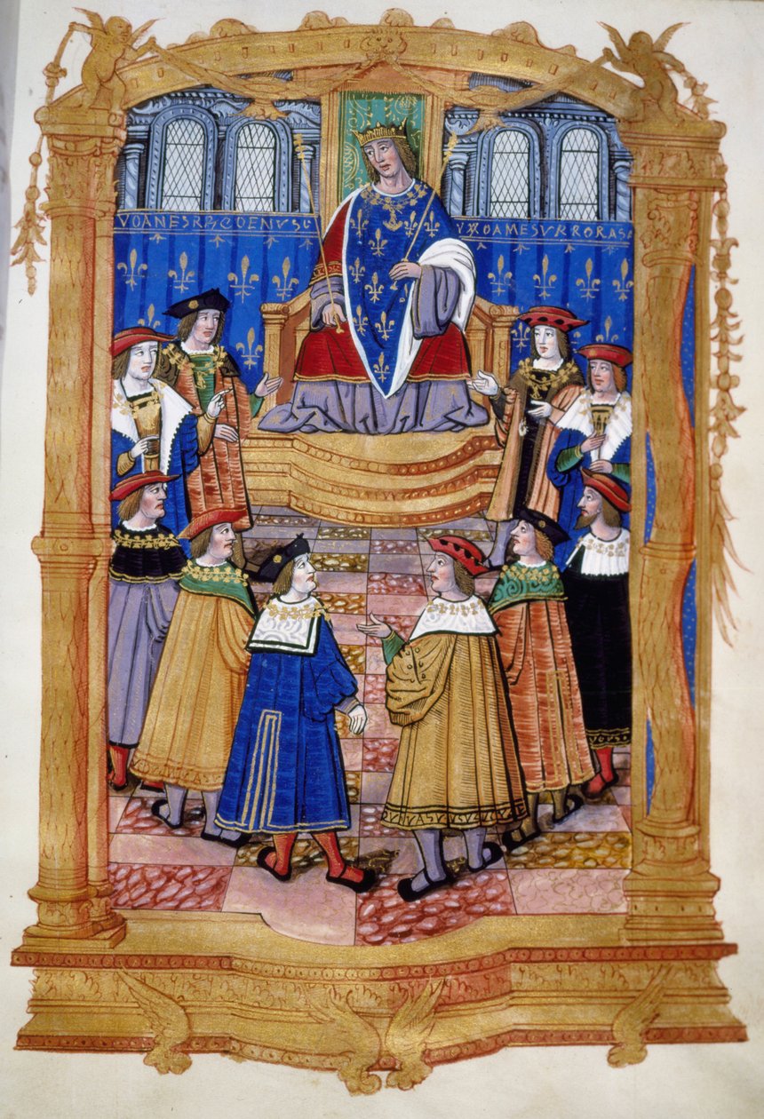 15. vagy 16. századi miniatűr XI. Lajos (1423-1483) és a Szent Mihály-rend lovagjairól. alkotó: Unknown artist