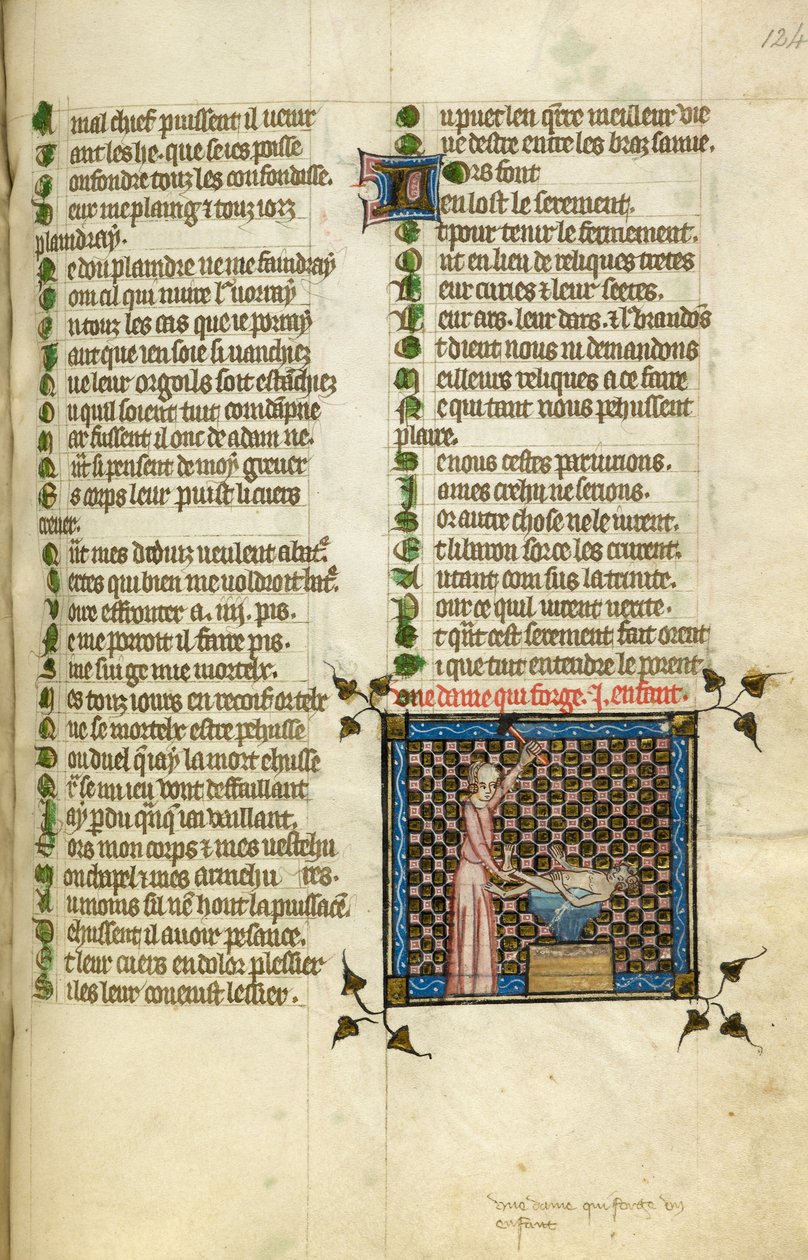 Miniatűr bemutatók, amint a természet babát kovácsol, a „Le Roman de la Rose”-ból, 1380 körül (miniatűr) alkotó: Unknown artist