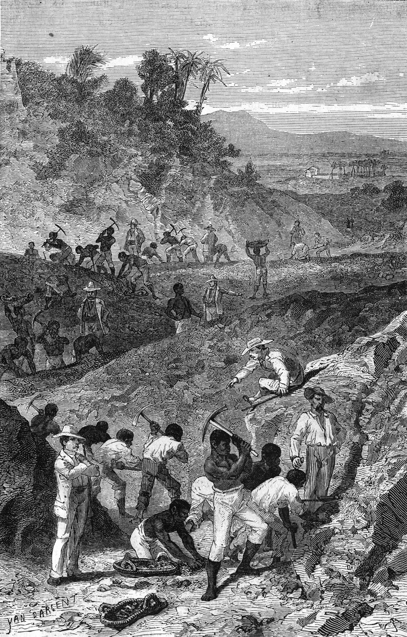 Gyémántbánya bányászata Afrikában 1869-ben. alkotó: Unknown artist