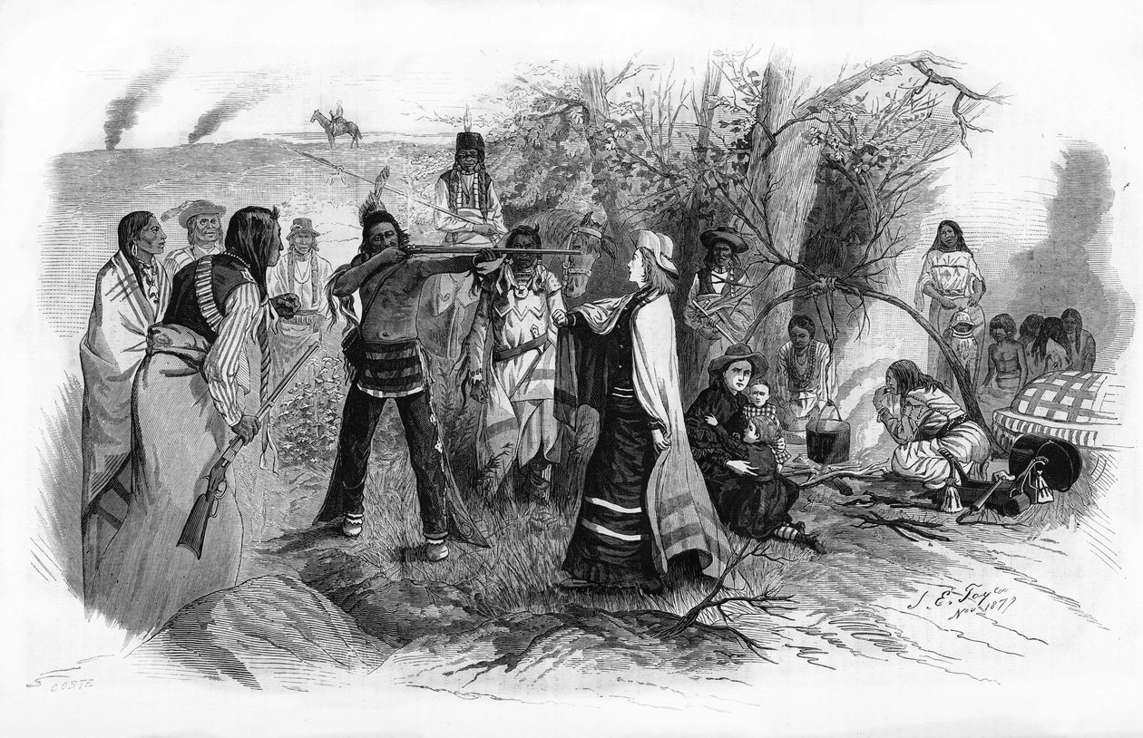 Miss Josephine Meeker, édesanyjával együtt fogságba esett az amerikai indiánok 1880-as lázadásai miatt. alkotó: Unknown artist