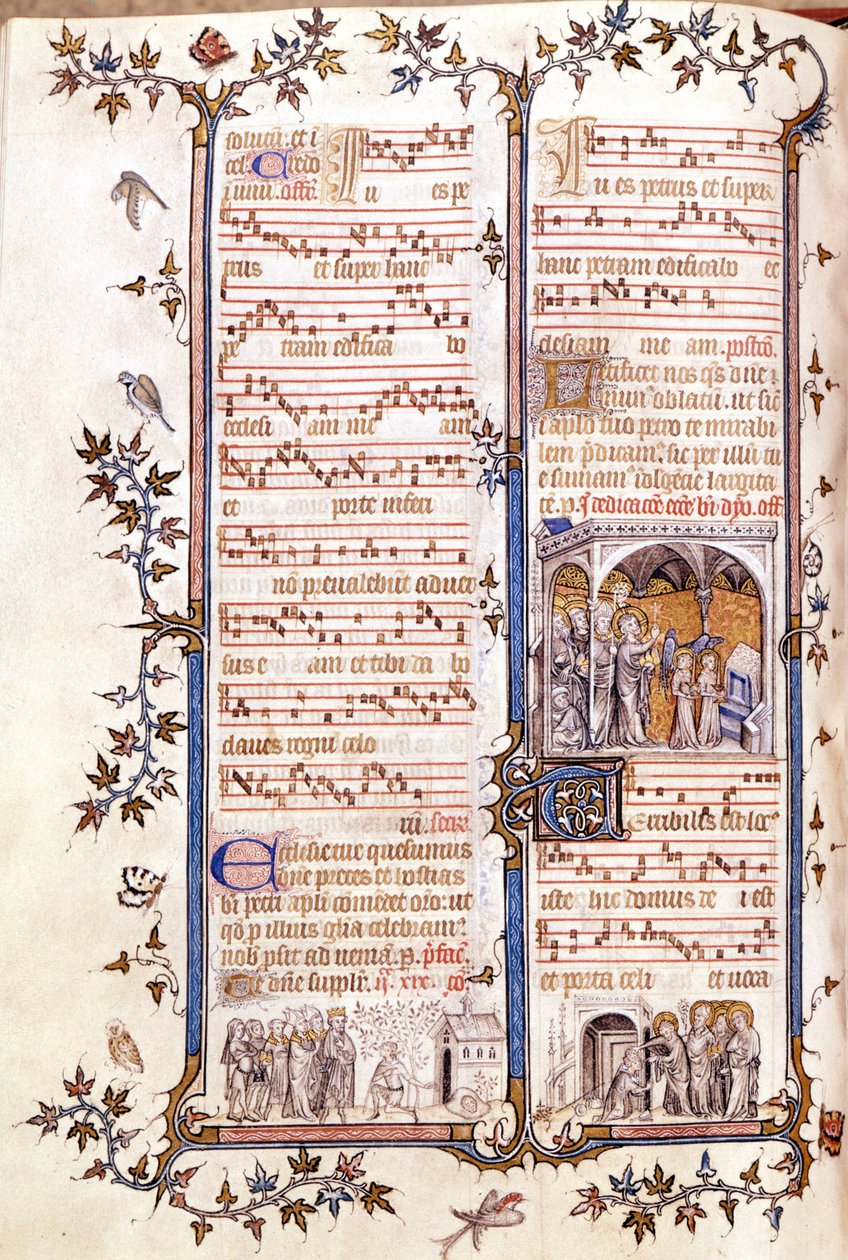 Saint Denis misekönyve, 1350 körül. Clotaire-t (Clothaire) és Dagobertet ábrázoló miniatűr. alkotó: Unknown artist