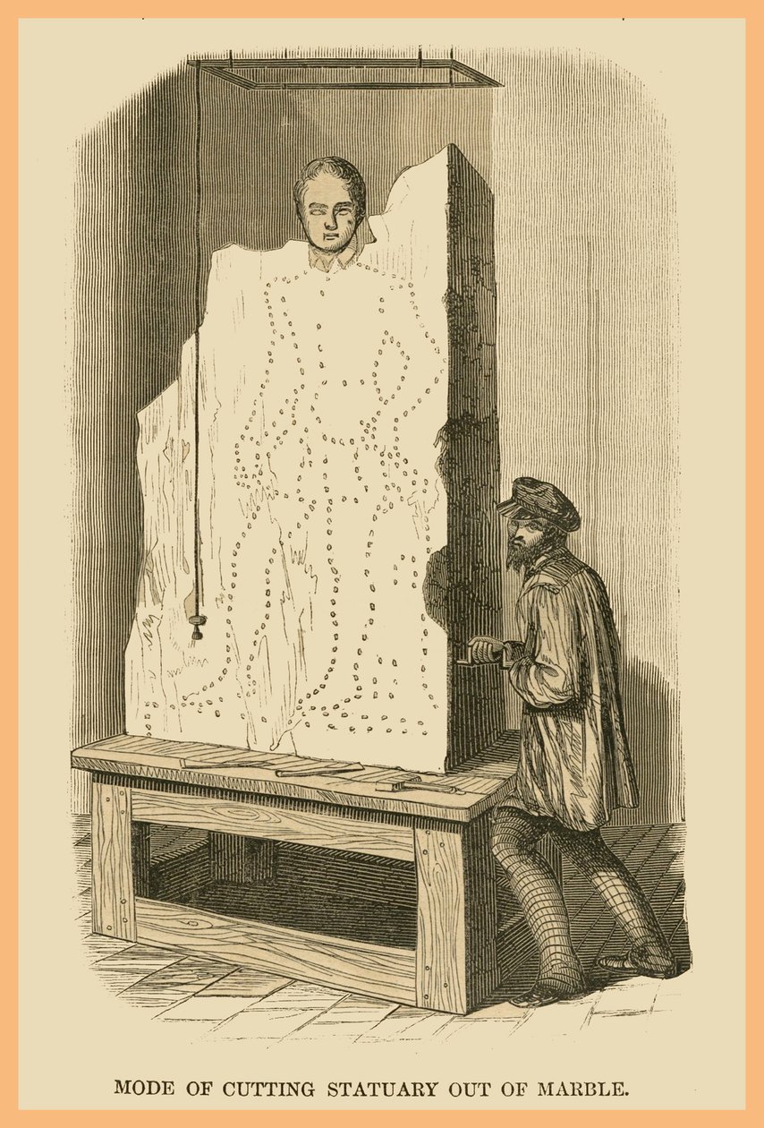 A márványból készült szobrok vágásának módja alkotó: Unknown Artist