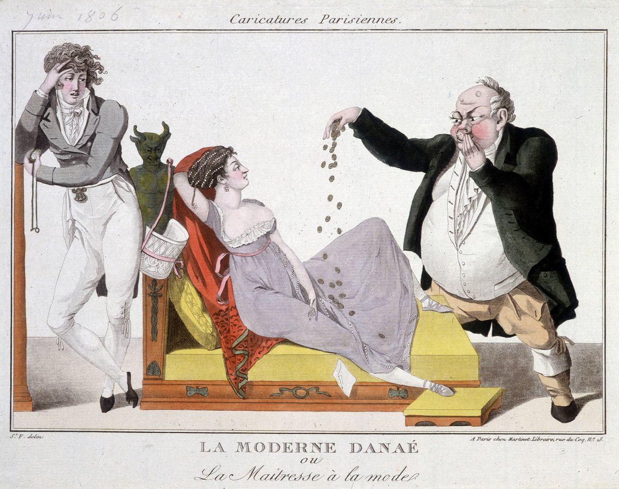 Modern Danaé vagy a divatos nővér (prostitúció) - karikatúra alkotó: Unknown artist
