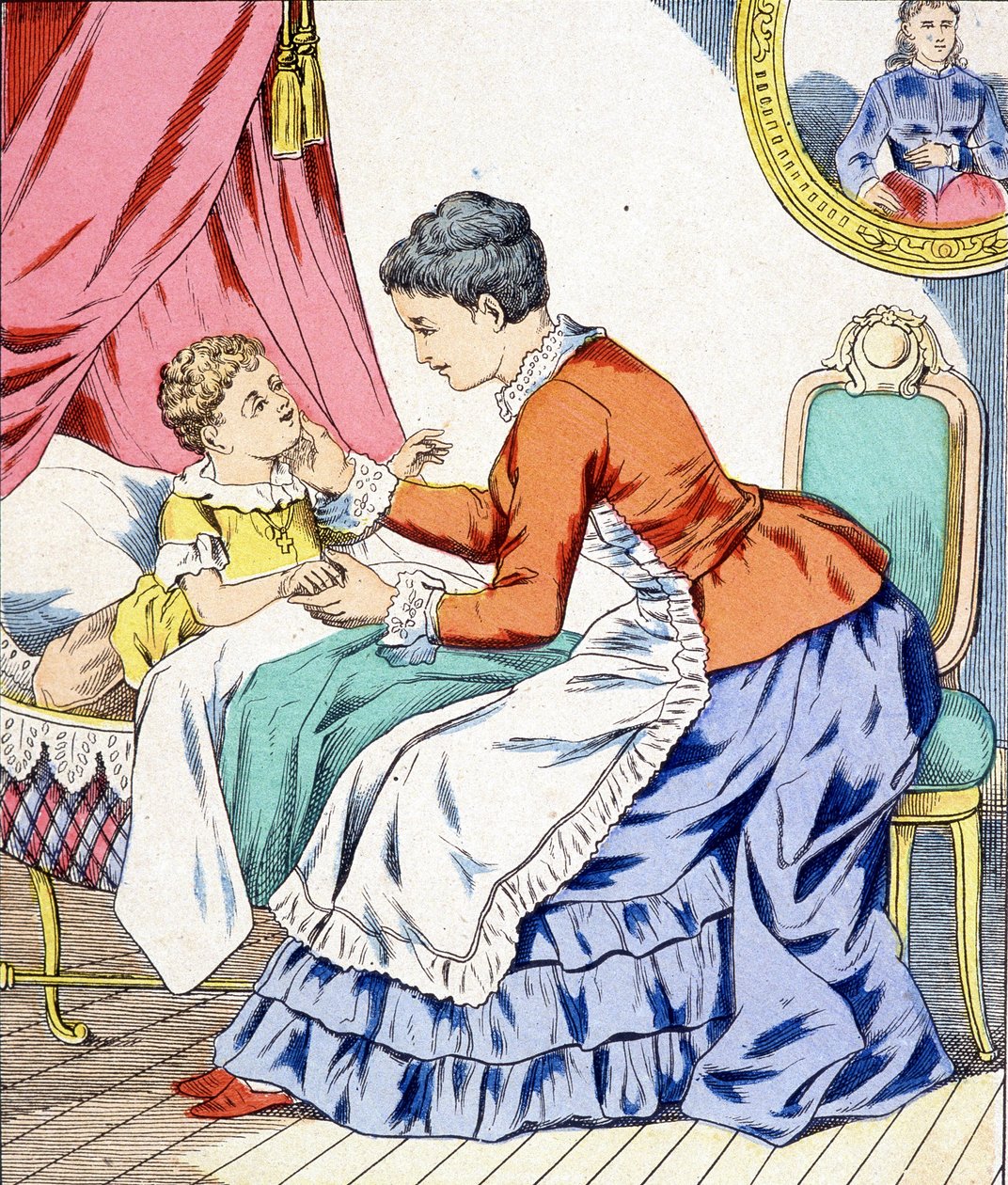 Anya altatódalt énekel gyermekének aludni. alkotó: Unknown artist