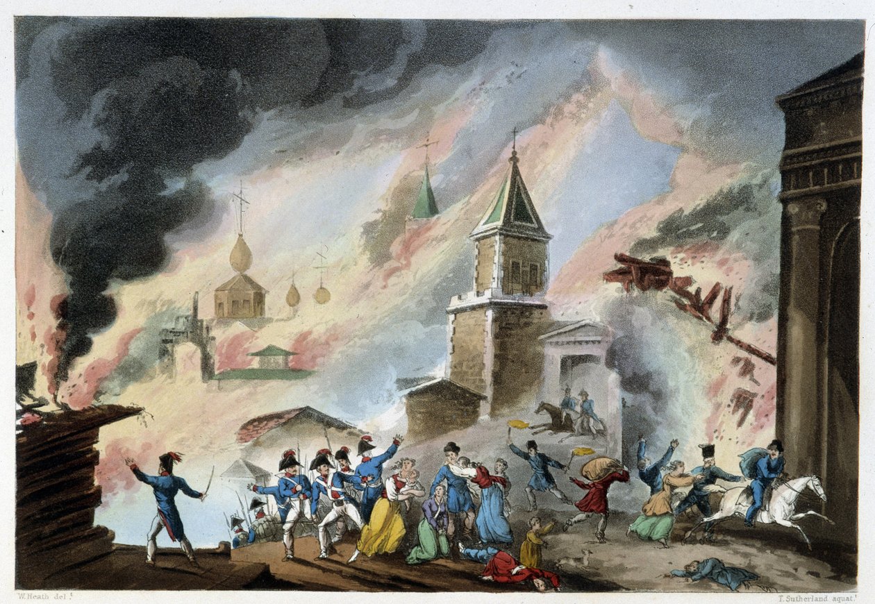 Moszkvai tűzvész, 1812. szeptember – Sutherland, Duburg, London "" Napóleoni háborúiban" alkotó: Unknown artist