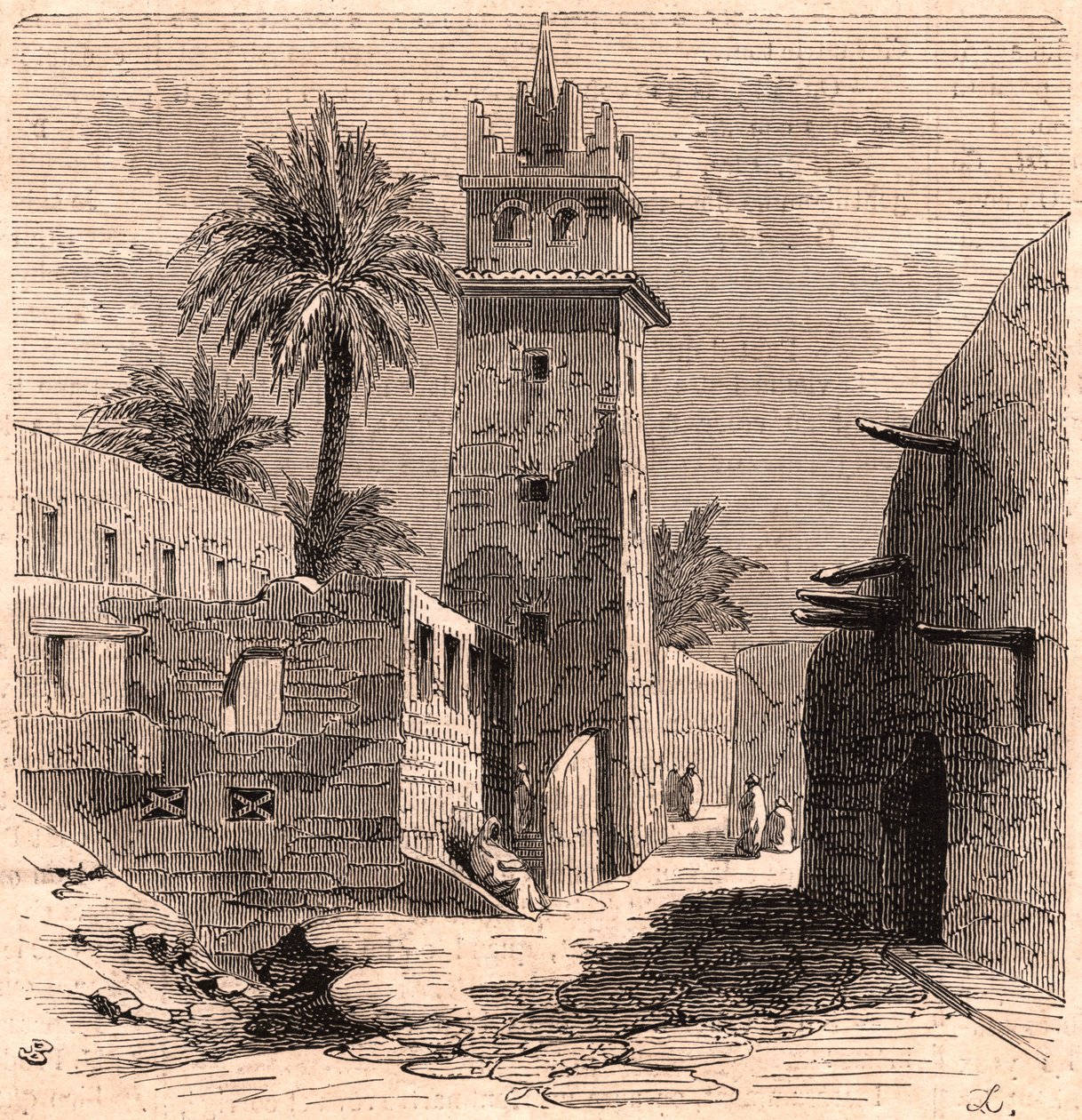 Mecset a régi Biskrában (Biskra) Algériában 1866-ban alkotó: Unknown