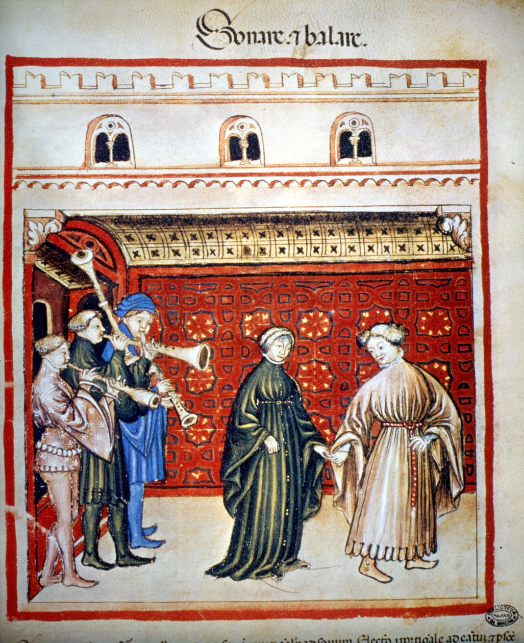Zenészek és táncosok, a "Tacunum Sanitatis" alkotó: Unknown artist