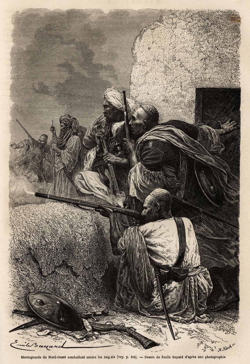 Muszlim hegymászók telepedtek le Svat hegyeibe, és 1863-ban egy angol expedíció ellen harcoltak, hogy megállítsák a régió falvak kifosztását. Guillaume Lejean 1866-os metszete Pandjab és Kasmír történetének illusztrálására, megjelent a "" Le tour du alkotó: Unknown artist