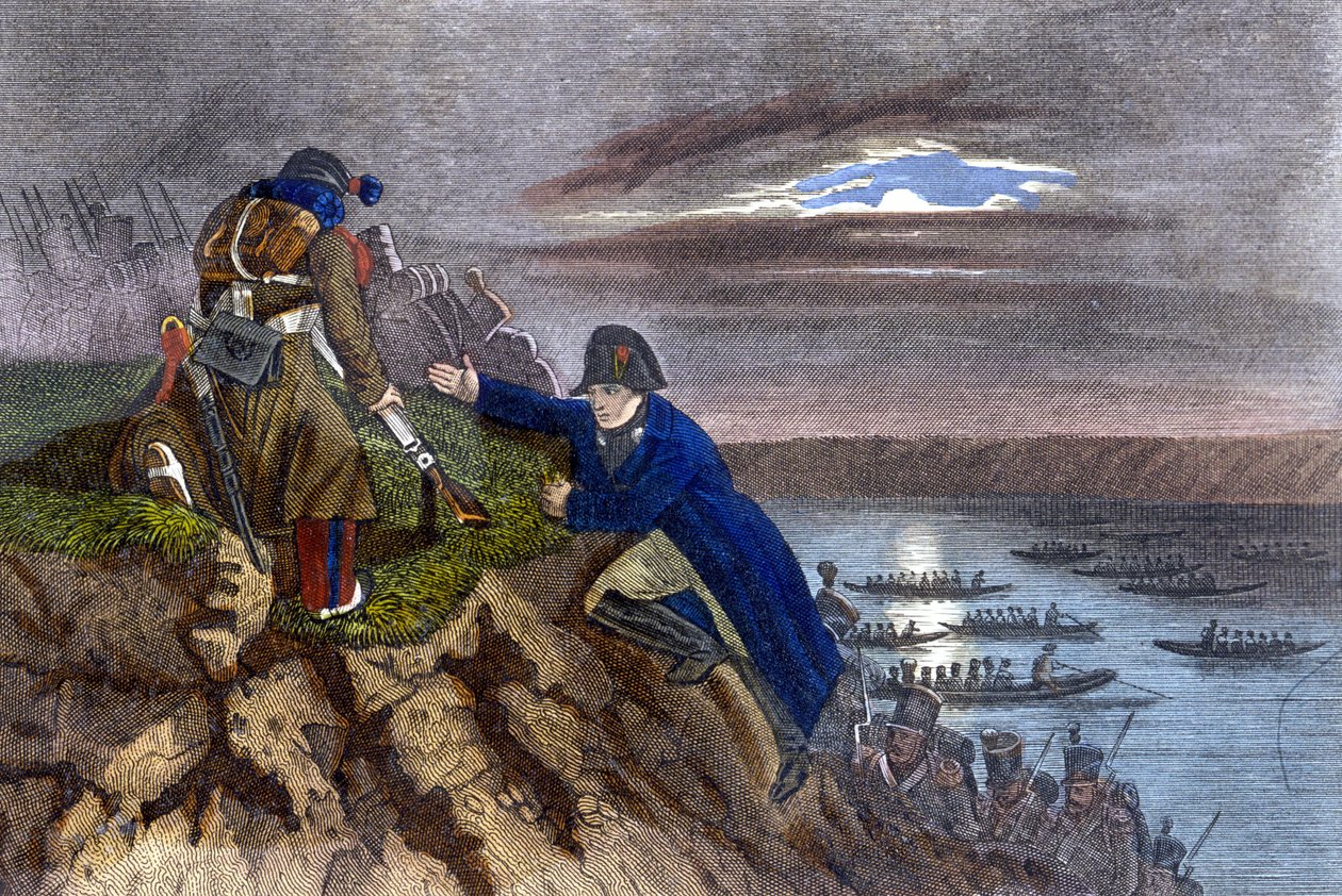Bonaparte Napóleon 1809 májusában kelt át a Dunán. alkotó: Unknown artist