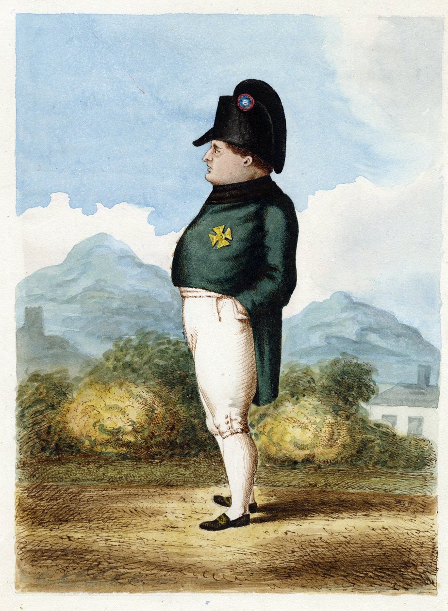 Bonaparte Napóleon Szent Ilona szigetén - Ismeretlen tüzértiszt - 1817 - Akvarell papíron - 30x22,6 - Magángyűjtemény alkotó: Unknown artist