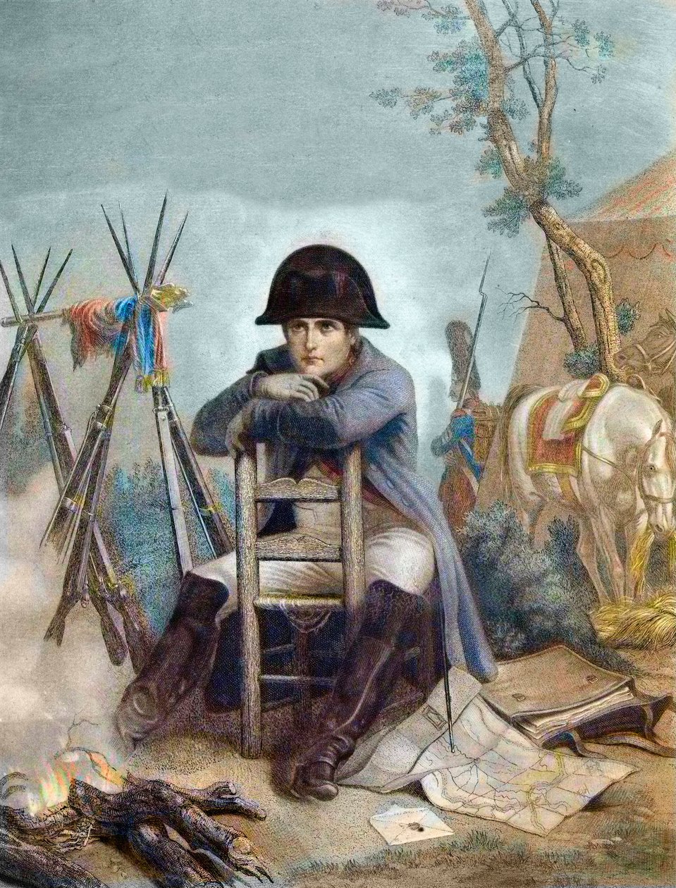 Napóleon a Bivouacnál Az austerlitzi csata előestéjén - Philippoteaux metszet - Napóleon a Bivakóban. Az austerlitzi csata (1805), más néven a három császár csatája alkotó: Unknown artist