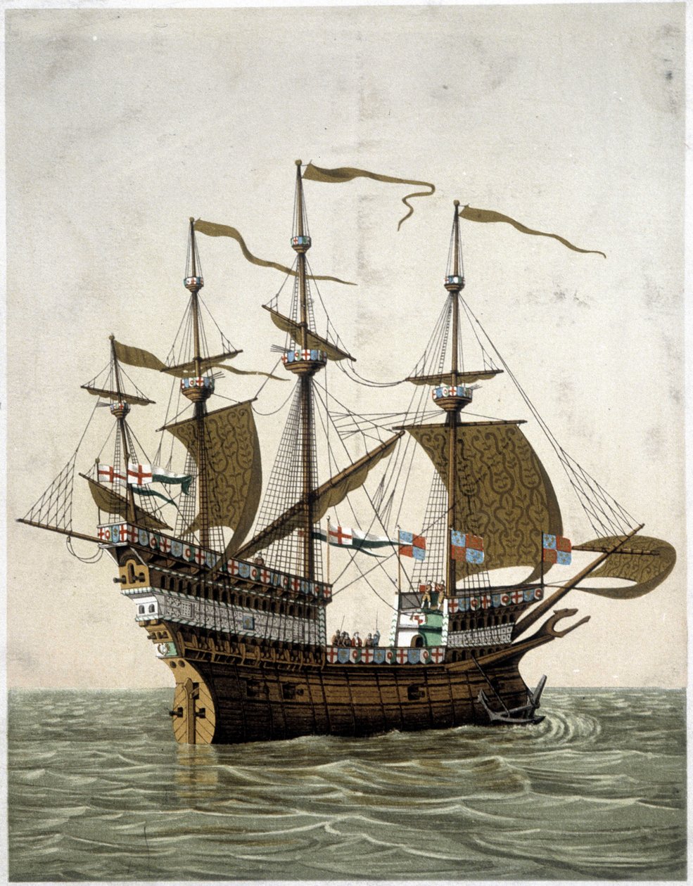 Az angol VIII. Henrik hajója (1520) – J. Holbein szerint alkotó: Unknown artist