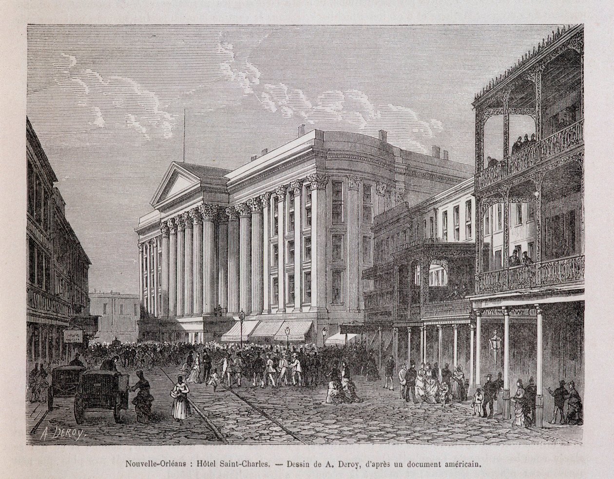New Orleans (New Orleans): Hotel Saint-Charles (Saint Charles) - „Le tour du monde”, 1876. 2. félév alkotó: Unknown artist