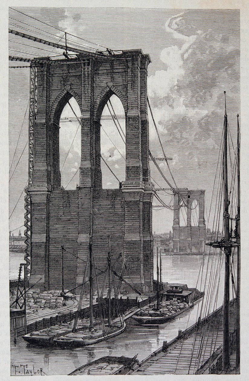 New York: Brooklyn híd cölöpöi építés alatt – a „The World Tour” című filmben, 1881. 2. félév alkotó: Unknown artist