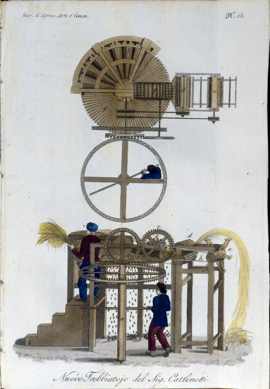 Új cséplő modell. A tábla a "" Journal of Agriculture, Arts and Technikák" című lapból (Revue d