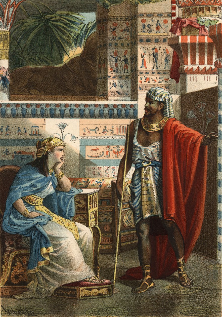 Nitocris, Manethon szerint, Egyiptom utolsó királynője, a VI. dinasztia. Juan Justo Huguet, Molinas Hermanos szerkesztő 1881-es metszete „A szépség kultuszában” alkotó: Unknown artist