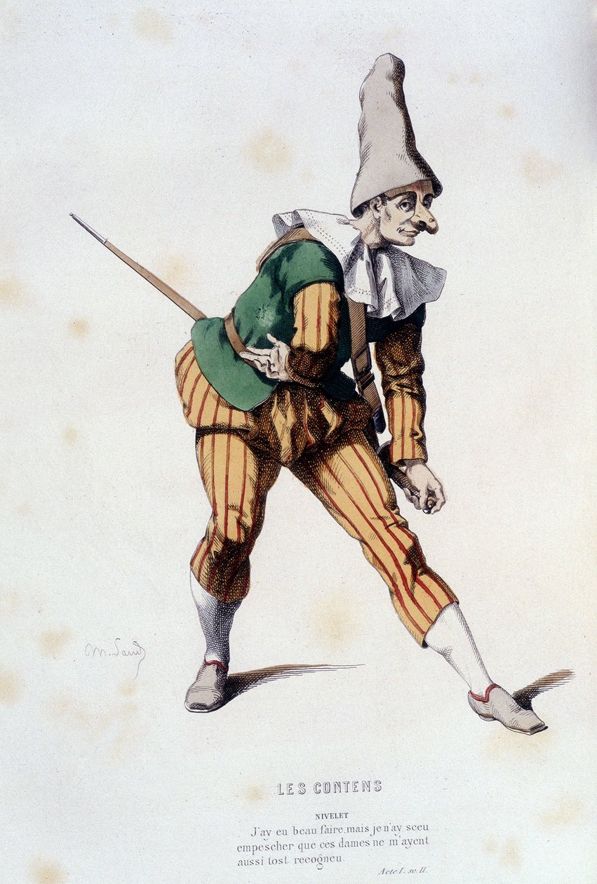 Nivelet a „” les contens”-ben (Odet de turnèbe 1584-ben), a „” francia színházban a 16. és 17. században Moliere előtt””, Edouard Fournier. alkotó: Unknown artist