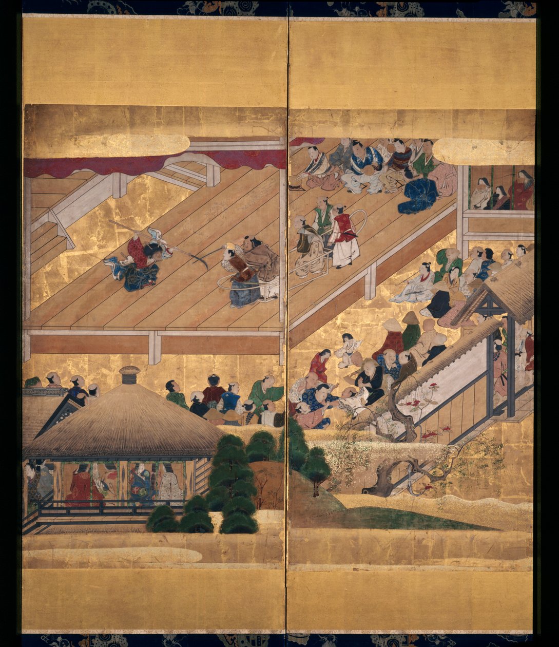 Noh Play: Funa Benkei (tinta, színek és arany papíron, hat paneles képernyő) alkotó: Unknown artist