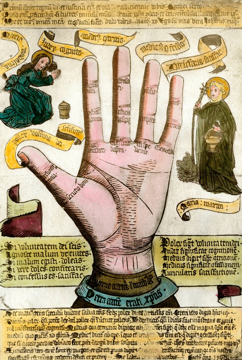 Okkult tudományok: a sorokkal ellátott kéz a jövő olvasásához. Tenyérjóslásból készült lemez alkotó: Unknown artist