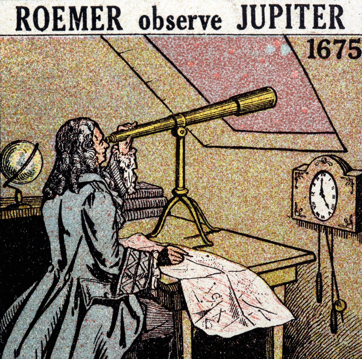 Ole Christensen Romer (Olaus Roemer), dán csillagász (1644-1710) a Jupiter műholdak fogyatkozását figyeli alkotó: Unknown artist