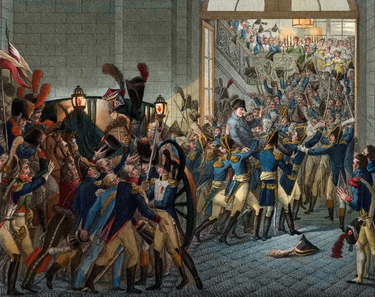 Száz nap: „” Napóleon Bonaparte (1769-1821) visszatért Elba szigeti száműzetéséből – diadalmas belépés 1815. március 20-án a Palais des Tuileries-be – Metszet XIX. alkotó: Unknown artist
