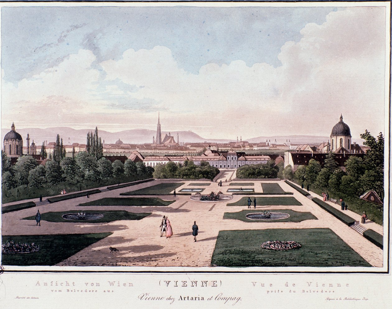 Bécs áttekintése az ausztriai Belvedere-ből. Metszet 1830-ból Magángyűjtemény alkotó: Unknown artist