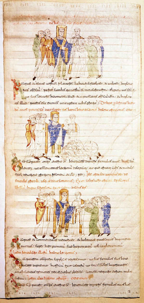 Egy illuminált biblia oldala (Ms.723-Foglio 138v.) a 12. század elejéről. Homályos. 52,8x38 cm Róma, Biblioteca Casanatense alkotó: Unknown artist