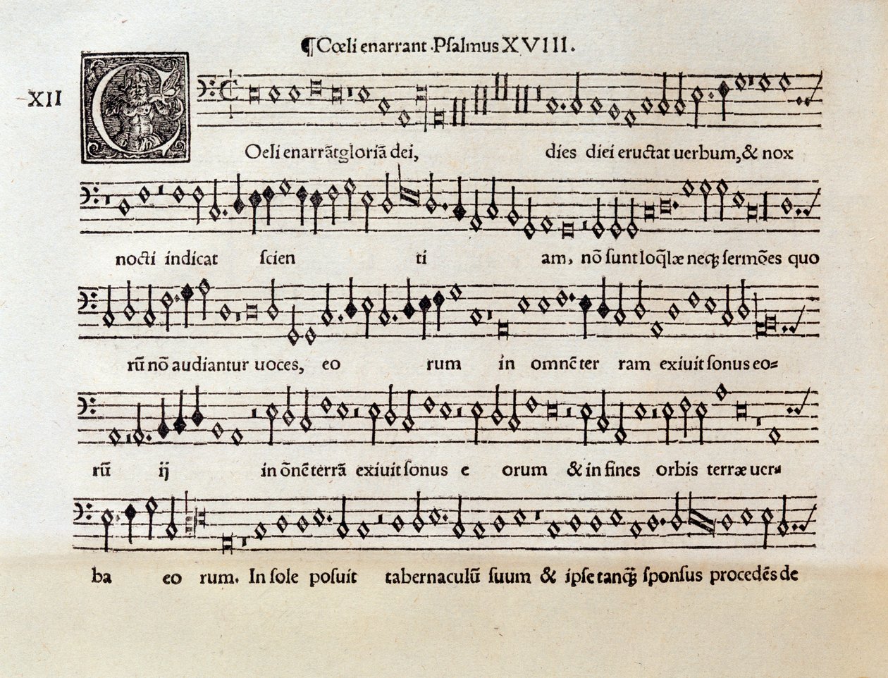 Willaert XVIII. zsoltárának kotta lapja (1538) alkotó: Unknown artist