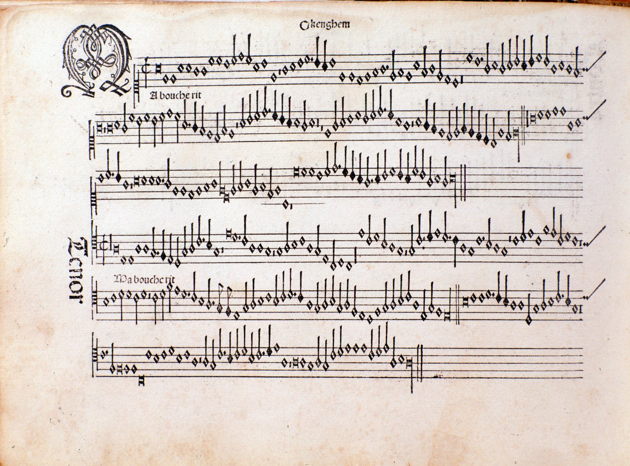 Ottaviano Petrucci Harmonice Musices Odhecaton kottájának oldala (1501) alkotó: Unknown artist