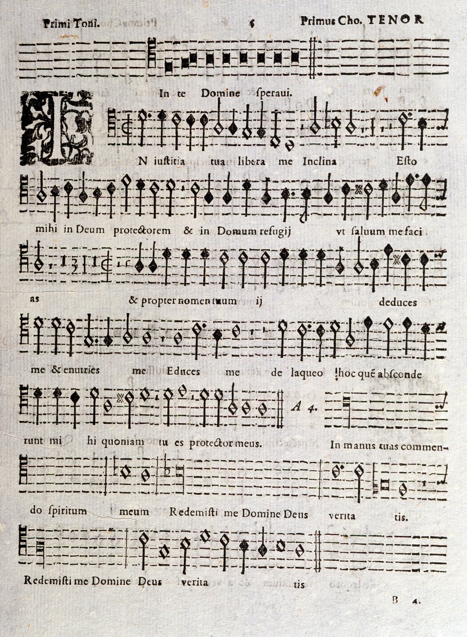 Ludovico Viadana Zsoltárainak (op 16) kottájának oldala alkotó: Unknown artist