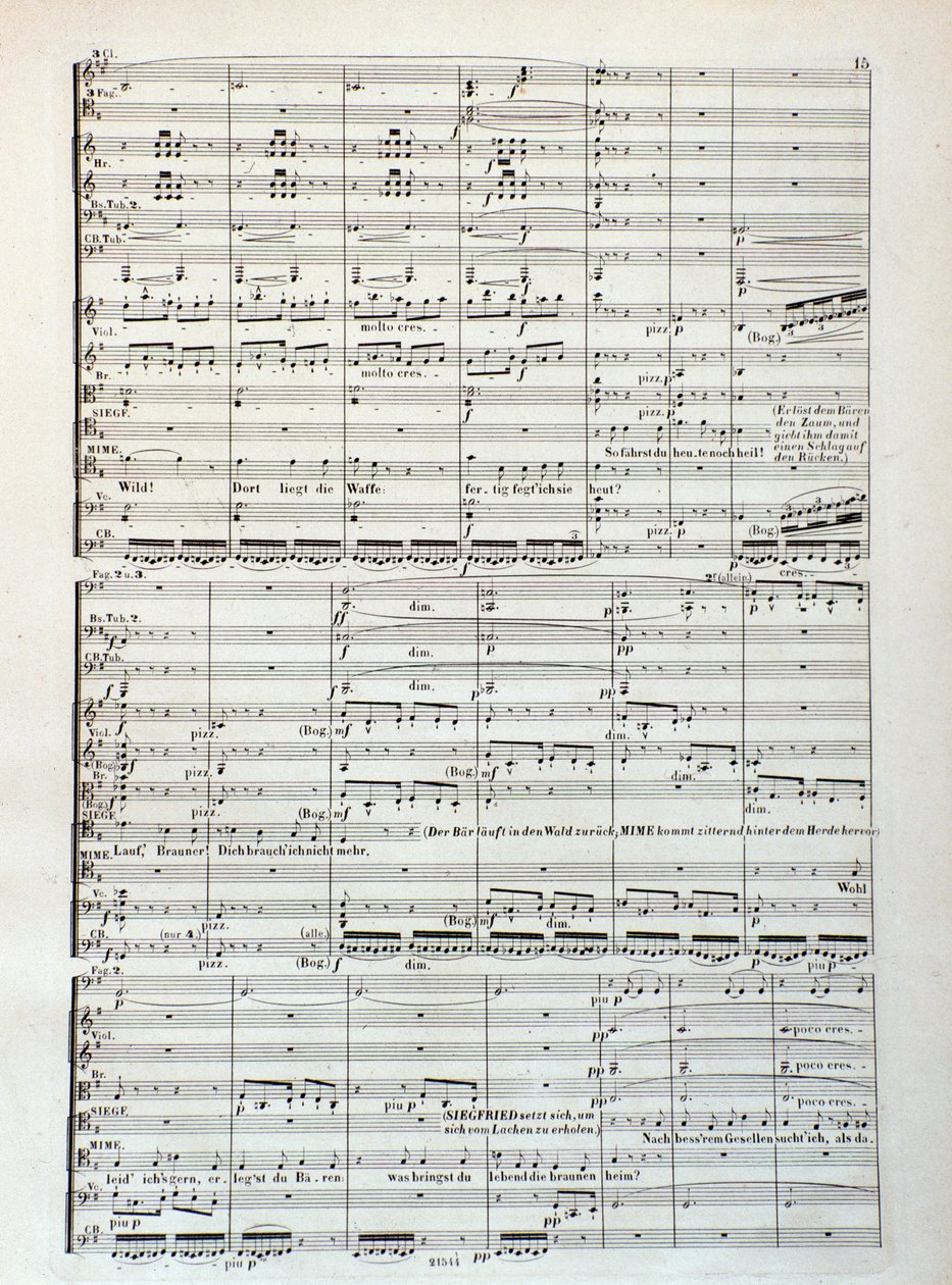 Wagner operájának Siegfried partitúrájának oldala alkotó: Unknown artist