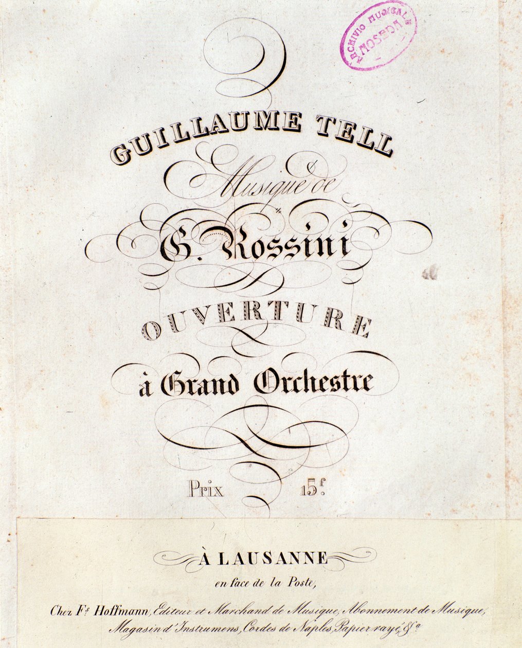 Tell William nyitányának, Gioacchino Rossini operájának partitúrájának oldala alkotó: Unknown artist