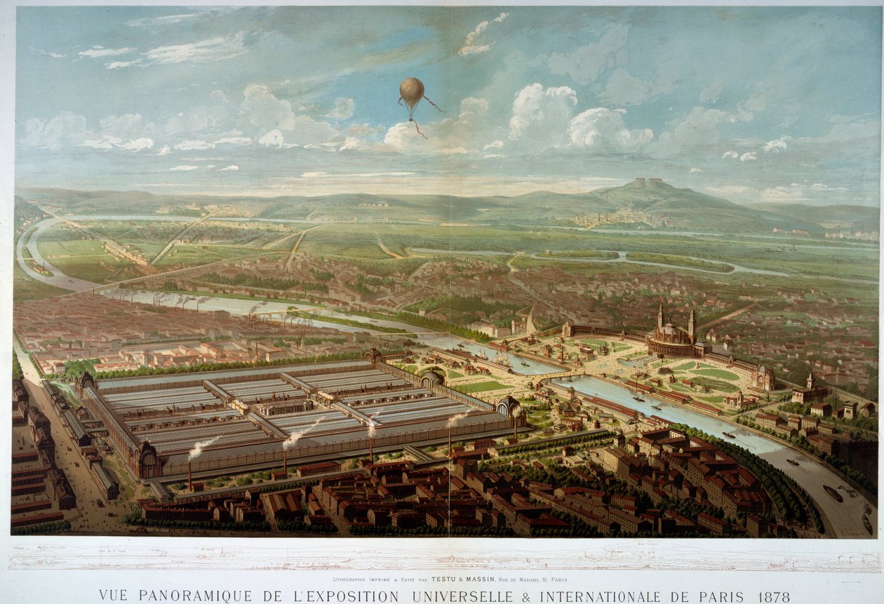 Panorámás kilátás az 1878-as párizsi egyetemes kiállításra. Párizs, Musee Carnavalet alkotó: Unknown artist