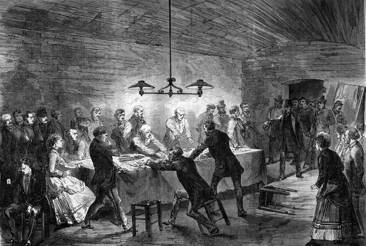 Párizs 1870: Az Arrest egy földalatti szerencsejáték-házban működik a Rue de la Harpe utcában. alkotó: Unknown artist