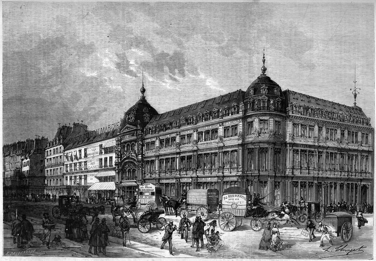 Párizs 1872: új üzletek, „Au bon marché””. alkotó: Unknown artist